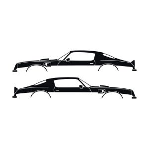Set Of 2 Car Silhouette Decal Stickers For Pontiac Firebird Trans Am 1974 2nd Gen Black