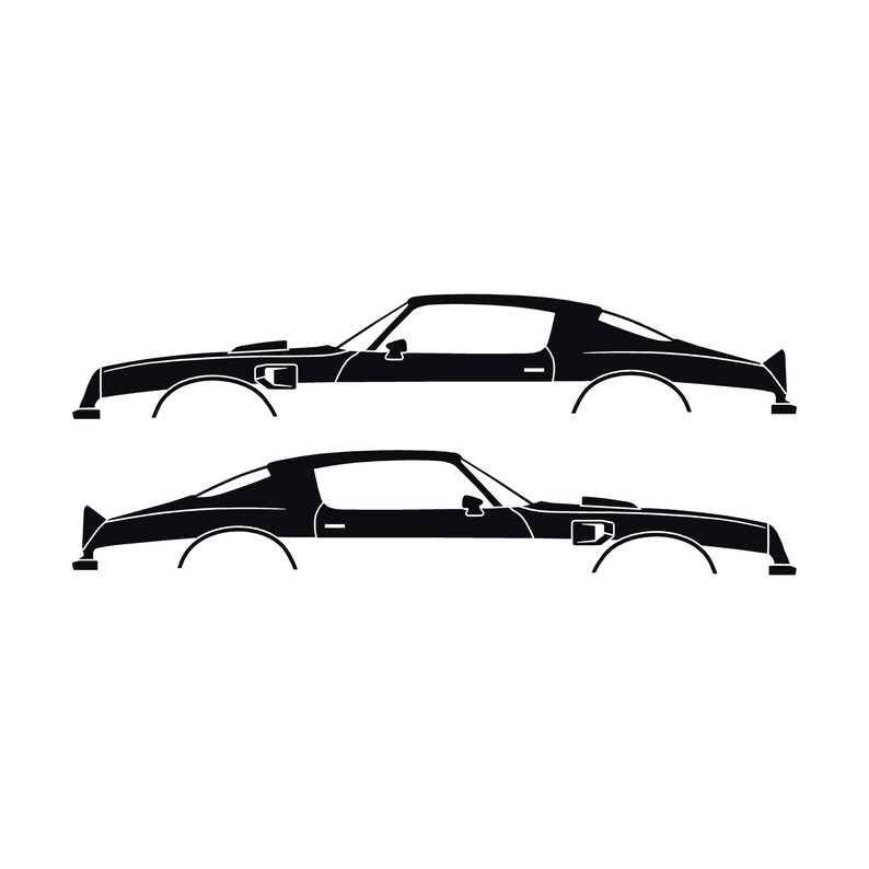 Set Of 2 Car Silhouette Decal Stickers For Pontiac Firebird Trans Am 1974 2nd Gen Black
