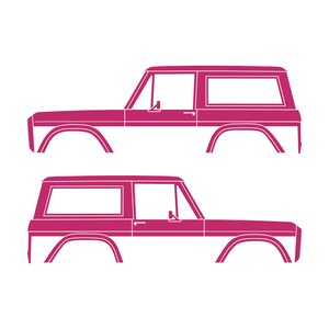 Set Of 2 Car Silhouette Decal Stickers For Classic Ford Bronco 1st Gen Top Removed Pink