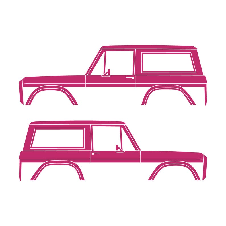 Set Of 2 Car Silhouette Decal Stickers For Classic Ford Bronco 1st Gen Top Removed Pink