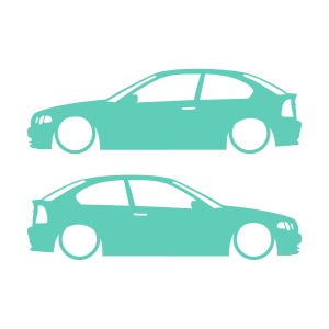Juego de 2 pegatinas decorativas con silueta de coche rebajado para BMW E46 Compact Hatchback Mint