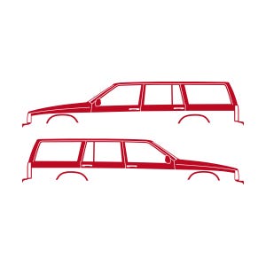 Zestaw 2 naklejek z sylwetkami samochodów do Volvo 745 Wagon Czerwony