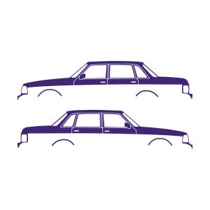 Set Of 2 Car Silhouette Decal Stickers For Volvo 244 Sedan Purple