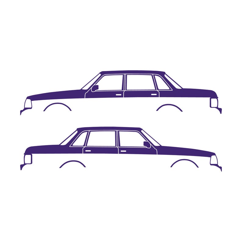 Set Of 2 Car Silhouette Decal Stickers For Volvo 244 Sedan Purple