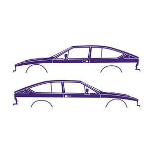 Set van 2 autosilhouet-stickers voor de Alfa Romeo GTV6 Coupé Paars