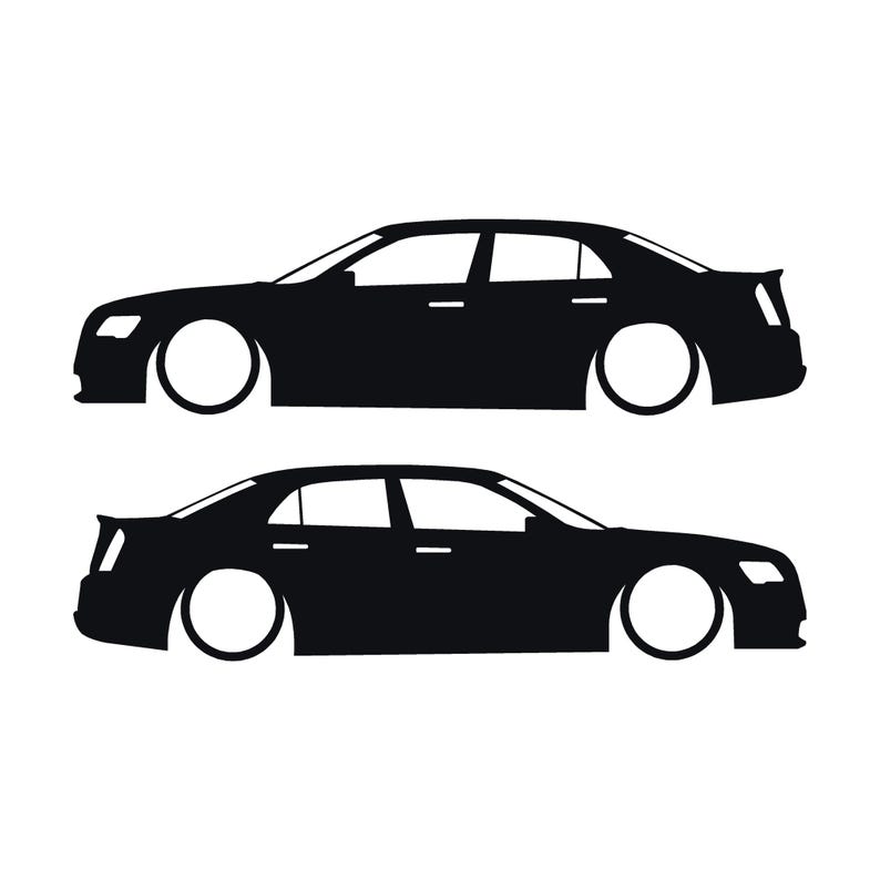 Set Of 2 Lowered Car Silhouette Decal Stickers For Chrysler 300 300C 2nd Gen 2011+ Sedan Black