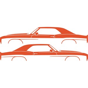 Set Of 2 Car Silhouette Decal Stickers For Chevrolet Camaro 1st Gen Orange