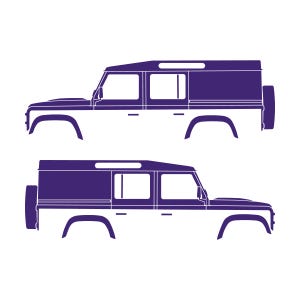 Lot de 2 autocollants silhouette de voiture pour Land Rover Defender 110 Utility Classic Violet