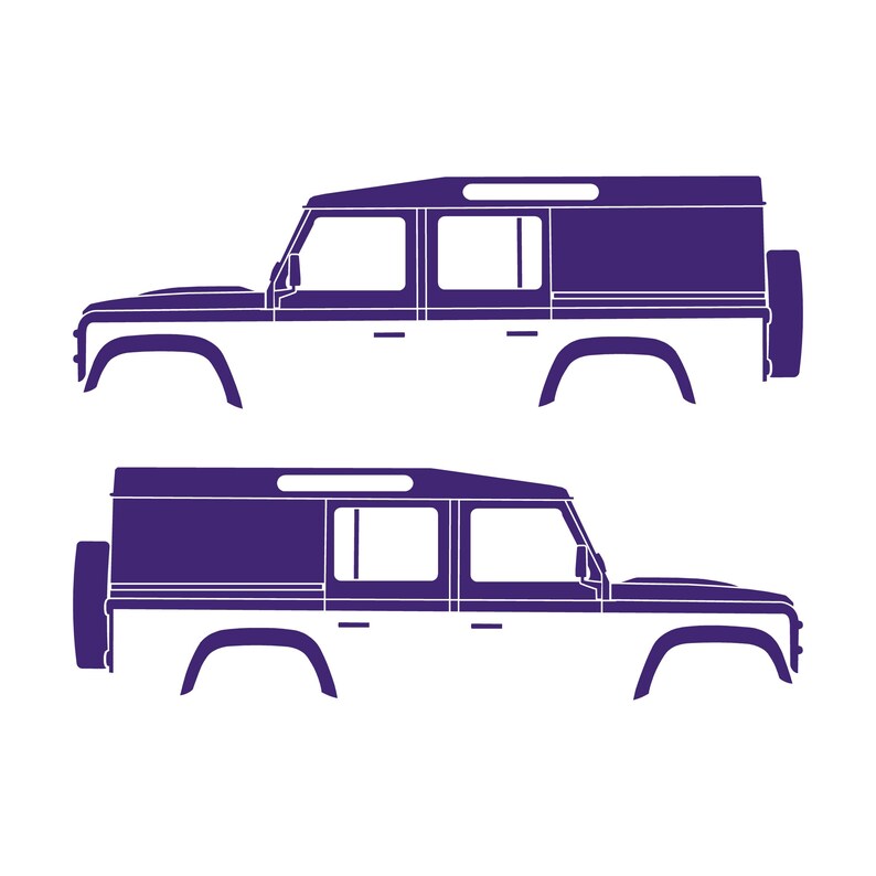 Lot de 2 autocollants silhouette de voiture pour Land Rover Defender 110 Utility Classic Violet