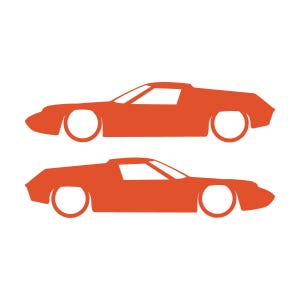 Set Of 2 Lowered Car Silhouette Decal Stickers For Lotus Europa Orange