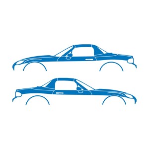 Set Of 2 Lowered Car Silhouette Decal Stickers For Mazda Miata MX5 NC Sky Blue