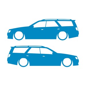 Juego de 2 pegatinas decorativas con silueta de coche rebajado para Nissan Stagea 1996-98 WC34 Zenki Wagon Light Blue