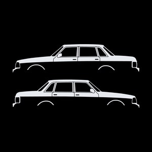 Set Of 2 Car Silhouette Decal Stickers For Volvo 244 Sedan White