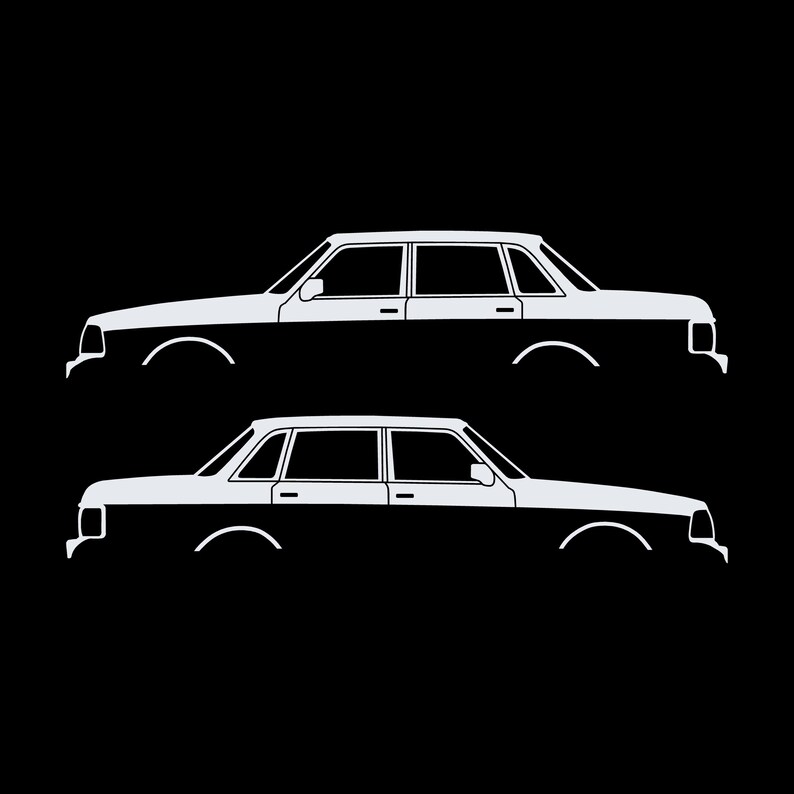 Set Of 2 Car Silhouette Decal Stickers For Volvo 244 Sedan White