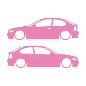 Juego de 2 pegatinas decorativas con silueta de coche rebajado para BMW E46 Compact Hatchback Soft Pink