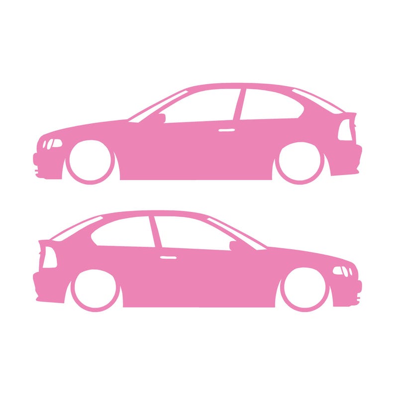 Juego de 2 pegatinas decorativas con silueta de coche rebajado para BMW E46 Compact Hatchback Soft Pink