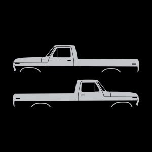 Set Of 2 Lifted Truck Silhouette Decal Stickers For Ford F100 1973-79 6th Gen Pickup Silver