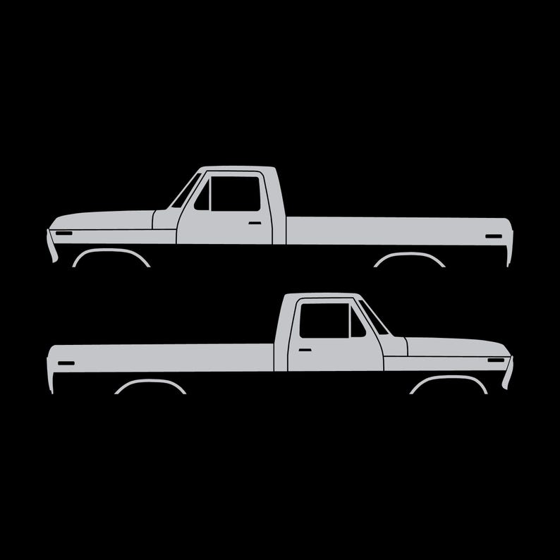 Set Of 2 Lifted Truck Silhouette Decal Stickers For Ford F100 1973-79 6th Gen Pickup Silver