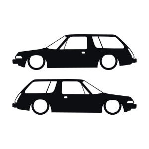 Set Of 2 Lowered Car Silhouette Decal Stickers For AMC Pacer Classic Wagon Black