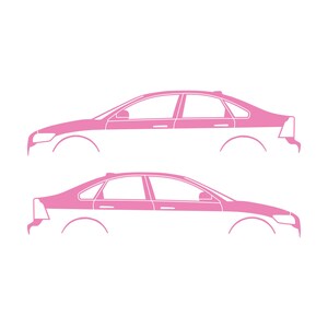 Set Of 2 Car Silhouette Decal Stickers For Volvo S40 2nd Gen Soft Pink