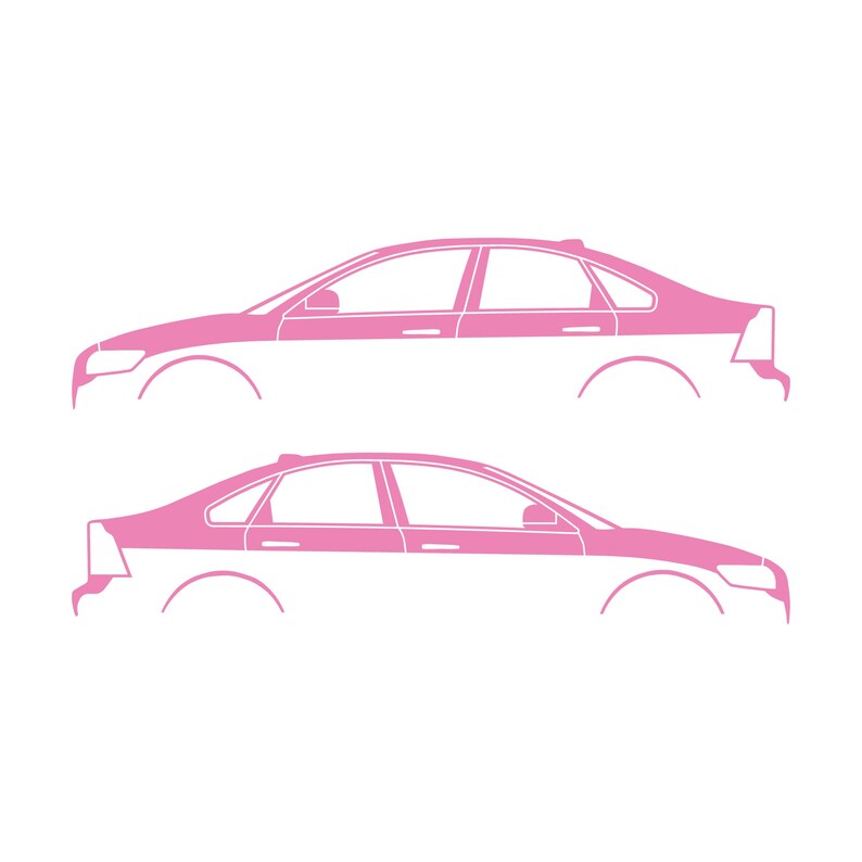 Set Of 2 Car Silhouette Decal Stickers For Volvo S40 2nd Gen Soft Pink