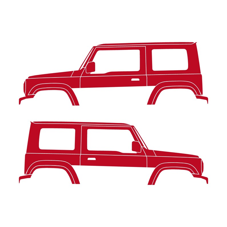 Set Of 2 Car Silhouette Decal Stickers For Suzuki Jimny 4th Gen 2018- Red
