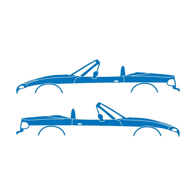 Set Of 2 Lowered Car Silhouette Decal Stickers For Mazda Miata MX5 NA Sky Blue