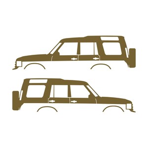Set mit 2 Auto-Silhouette-Aufklebern für Land Rover Discovery Classic S2 Gold