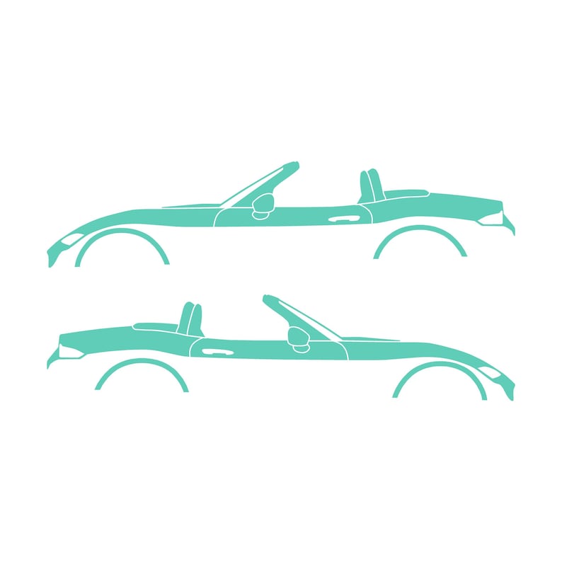 Set Of 2 Lowered Car Silhouette Decal Stickers For Mazda Miata MX5 ND Mint