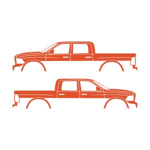 Set med 2 silhuettdekaler för Dodge Ram Crew Cab 4:e generationen 2010-18 Orange