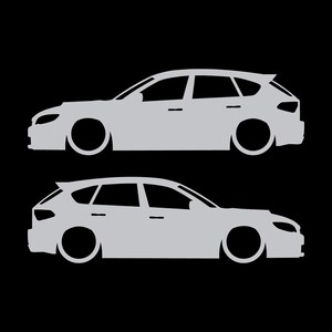 Conjunto de 2 adesivos com silhueta de carro rebaixado para Subaru Impreza WRX STI 3ª geração Hatchback GH Prata