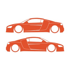 Juego de 2 pegatinas decorativas con silueta de coche rebajado para Audi R8 Coupé de primera generación (2007-2015) Naranja