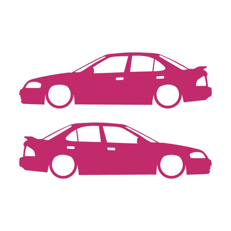 Juego de 2 pegatinas con silueta de coche para Nissan Sentra SE-R B15 Rosa