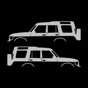 Set Of 2 Lifted Car Silhouette Decal Stickers For Land Rover Discovery 1 2 Classic Light Grey