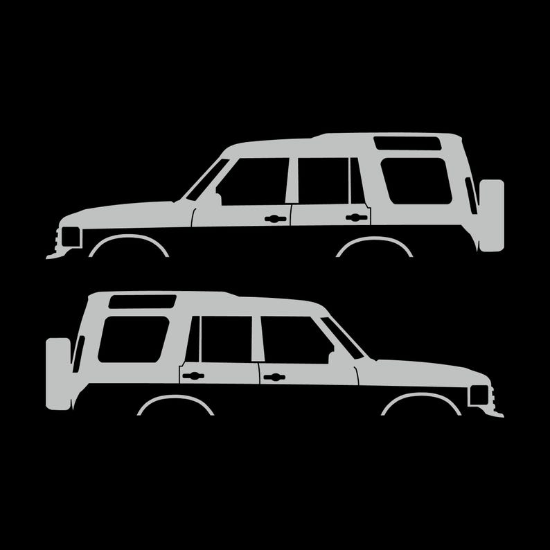 Set Of 2 Lifted Car Silhouette Decal Stickers For Land Rover Discovery 1 2 Classic Light Grey