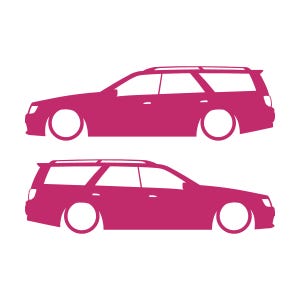 Juego de 2 pegatinas decorativas con silueta de coche rebajado para Nissan Stagea 1996-98 WC34 Zenki Wagon Rosa