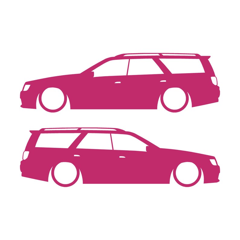 Juego de 2 pegatinas decorativas con silueta de coche rebajado para Nissan Stagea 1996-98 WC34 Zenki Wagon Rosa