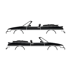 Set med 2 silhuettdekaler för Saab 900 1:a generationens cabriolet Svart
