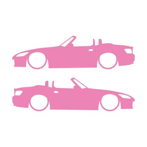Set Of 2 Lowered Car Silhouette Decal Stickers For Honda S2000 Soft Pink