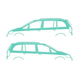 Set Of 2 Car Silhouette Decal Stickers For Vauxhall Opel Zafira A Mk1 Mint