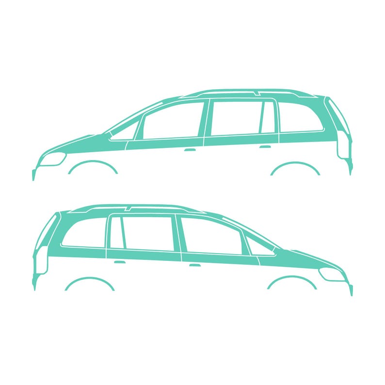 Set Of 2 Car Silhouette Decal Stickers For Vauxhall Opel Zafira A Mk1 Mint