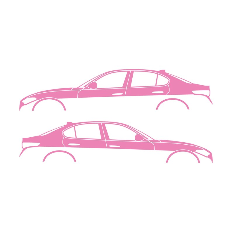 Set Of 2 Lowered Car Silhouette Decal Stickers For Alfa Romeo Giulia 952 2016 Soft Pink