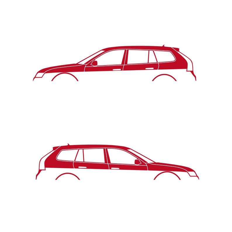 Juego de 2 pegatinas con silueta de coche para Saab 9-3 Early Spec 2nd Gen Sports Tourer Wagon Rojo