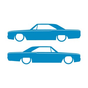 Set med 2 silhuettdekaler för Dodge Dart 4:e generationen 1967-69 Classic Hardtop Coupe Light Blue