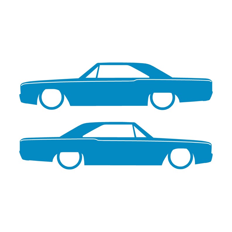Set med 2 silhuettdekaler för Dodge Dart 4:e generationen 1967-69 Classic Hardtop Coupe Light Blue
