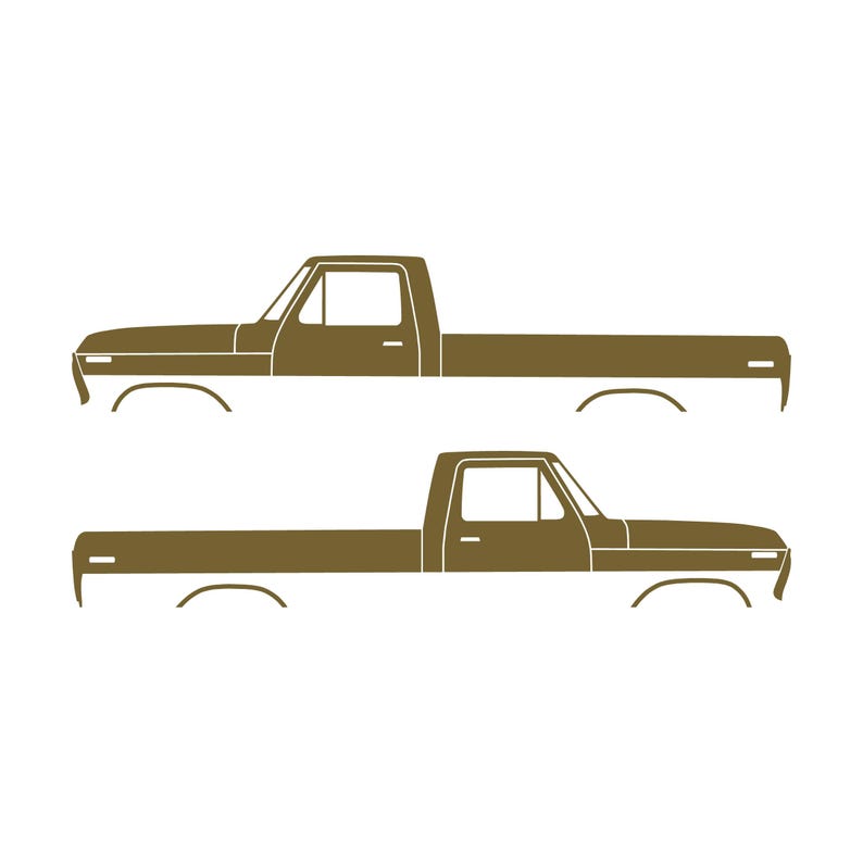 Set Of 2 Lifted Truck Silhouette Decal Stickers For Ford F100 1973-79 6th Gen Pickup Gold