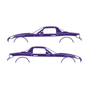 Set Of 2 Lowered Car Silhouette Decal Stickers For Mazda Miata MX5 NC Purple