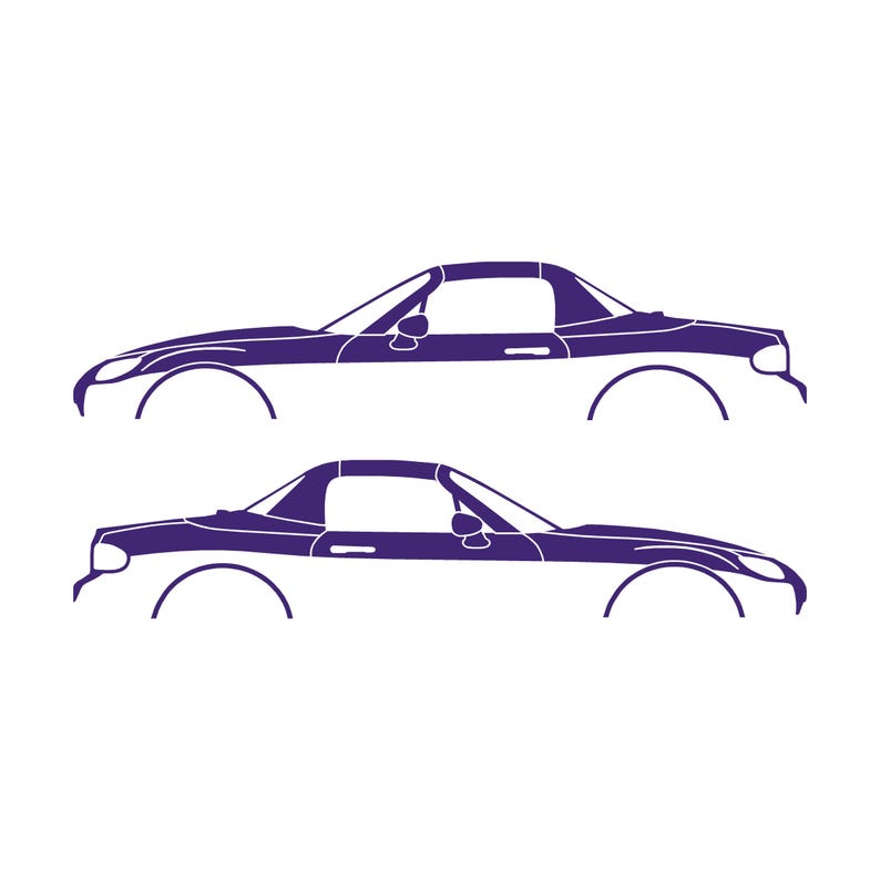 Set Of 2 Lowered Car Silhouette Decal Stickers For Mazda Miata MX5 NC Purple