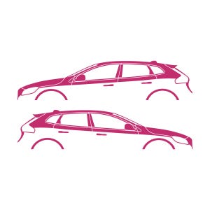 Set Of 2 Car Silhouette Decal Stickers For Volvo V40 2012-19 Pink