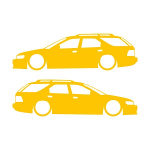 Set med 2 sänkta silhuettdekaler för Honda Accord 5:e generationen 1993-97 kombi Gul